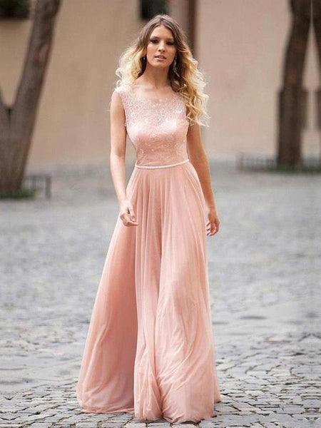 A-Linie/Princess-Linie U-Ausschnitt Bodenlange Chiffon Abendkleider mit Applikationen